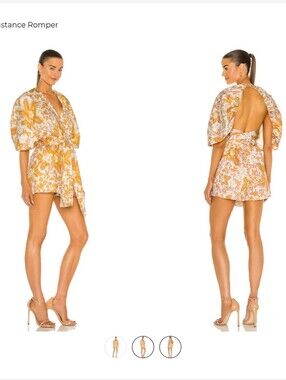 Amur Constance Romper Open Back In White Jungle Size 4